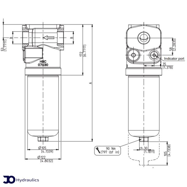 Hjtryksfilter komplet 11/4" 