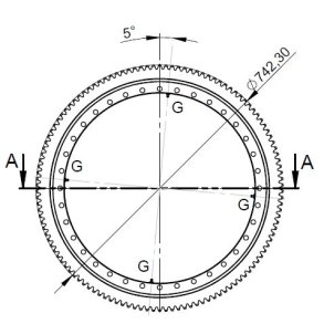 Drejekrans med udvendig fortanding