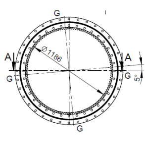 Drejekrans med indvendig fortanding