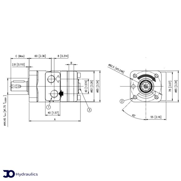 Orbital motor 80 cc - 4 holes