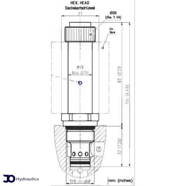 Proportional relief valve pilot operated