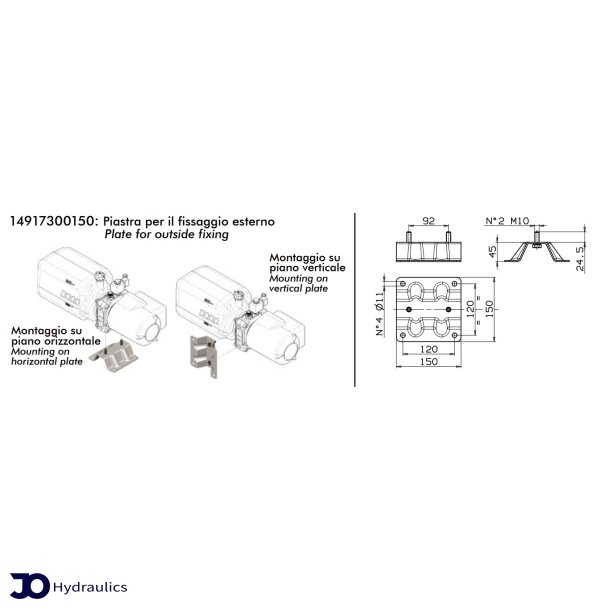 Fod for powerpack inkl. 2 x m10 bolte