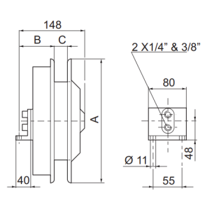 2-vejs slangerulle FC - u. slange