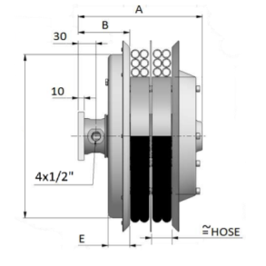 4-vejs slangerulle - u. slange